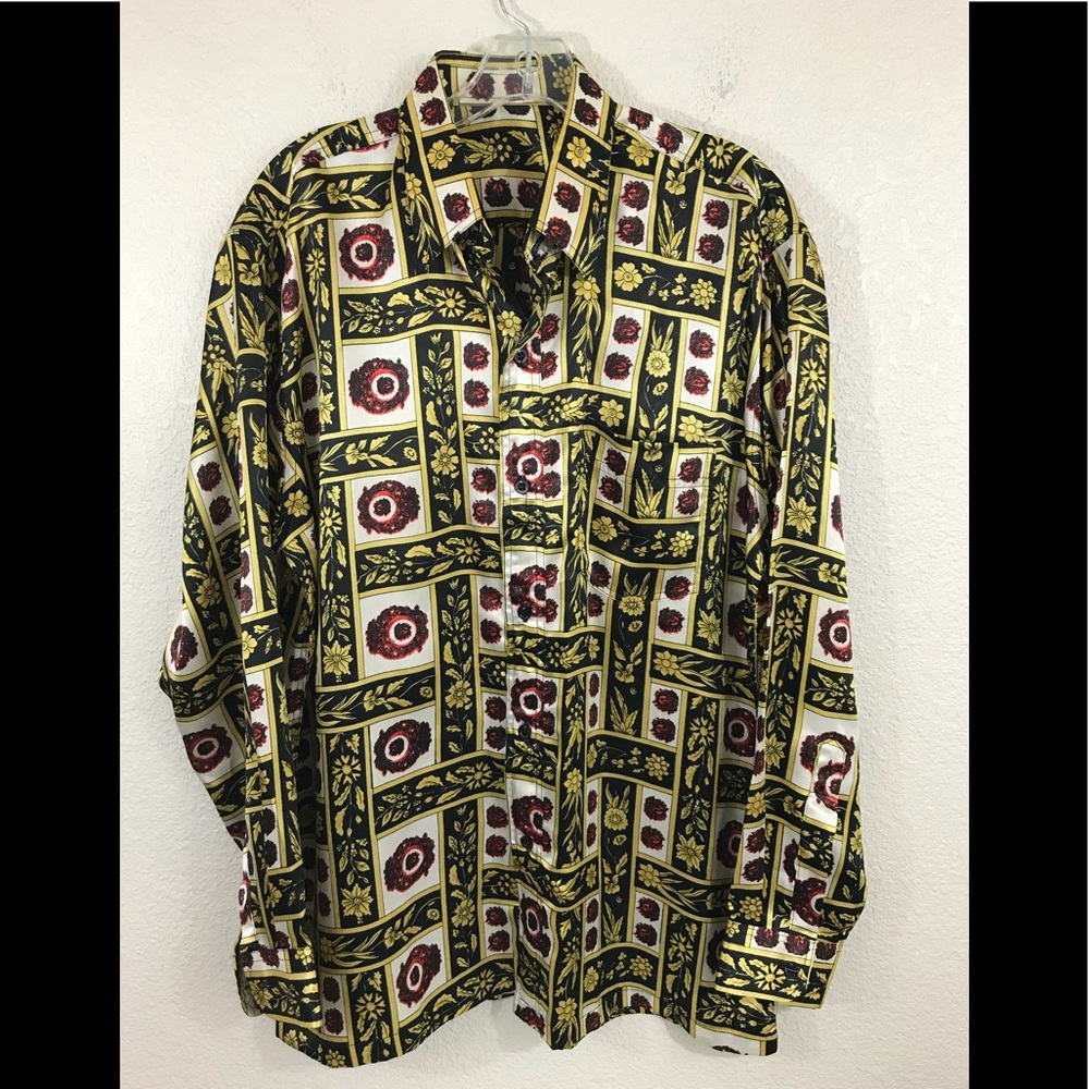 Vintage Gianni Versace Medusa Gold Silk Shirt SZ L
